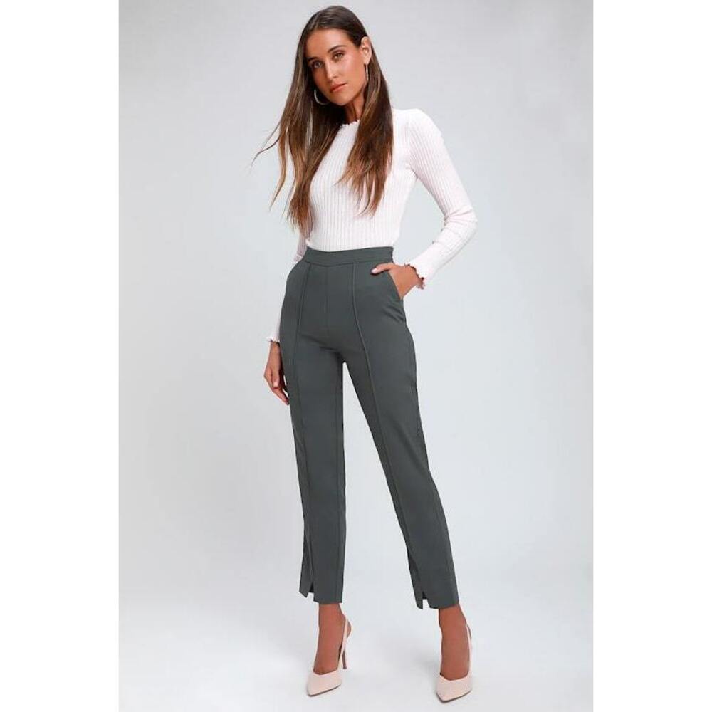 Lulus Aisha Charcoal Grey Trouser Pants - Size XS